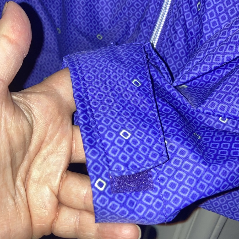 Columbia Rain Coat Windbreaker Purple Reflective Pattern Hood in Collar Medium - Picture 5 of 6